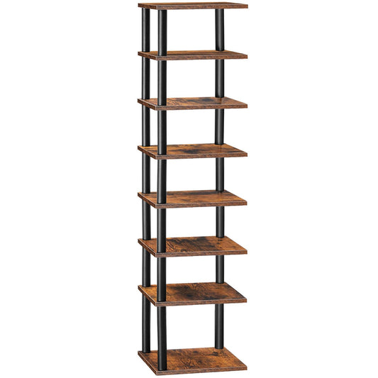 HOOBRO Retro Brown 8-Tier Standing Shoe Rack