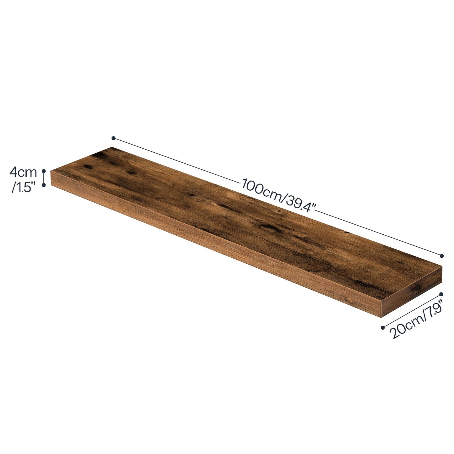 HOOBRO Retro Brown 39.4-inch Wall-Mounted Shelf Set (2PICS) with Concealed Bracket