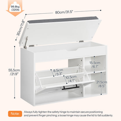 HOOBRO 31.5-inch L Shoe Storage Bench with Flip Drawer