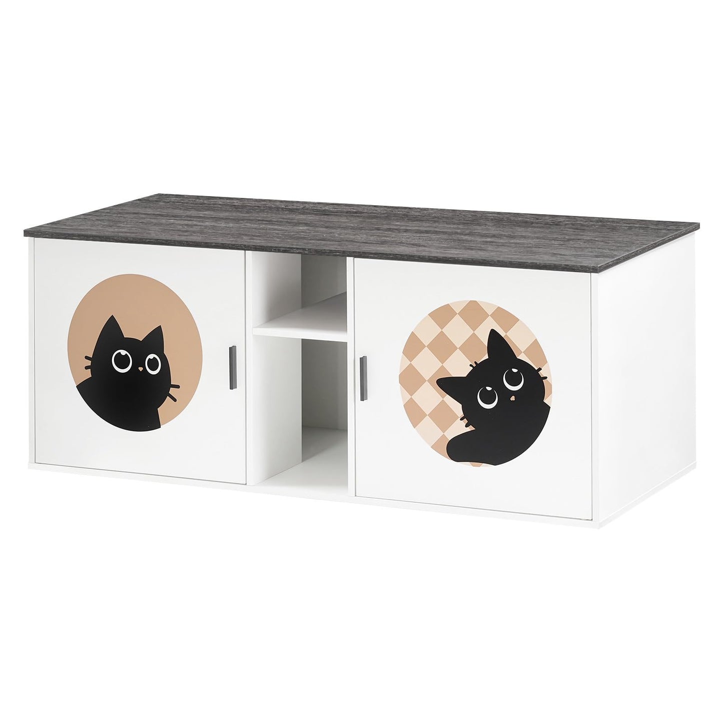 HOOBRO Double Cat Litter Box Enclosure with Middle Storage and Etrance