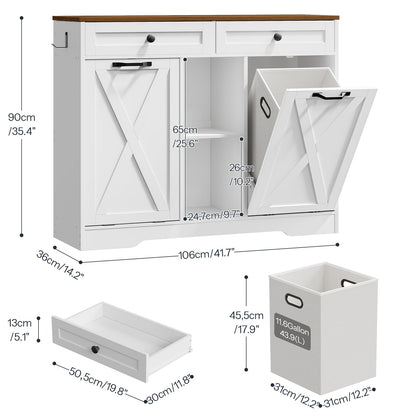 HOOBRO 23-Gallon Double Flip-Up External Laundry Hamper Cabinet