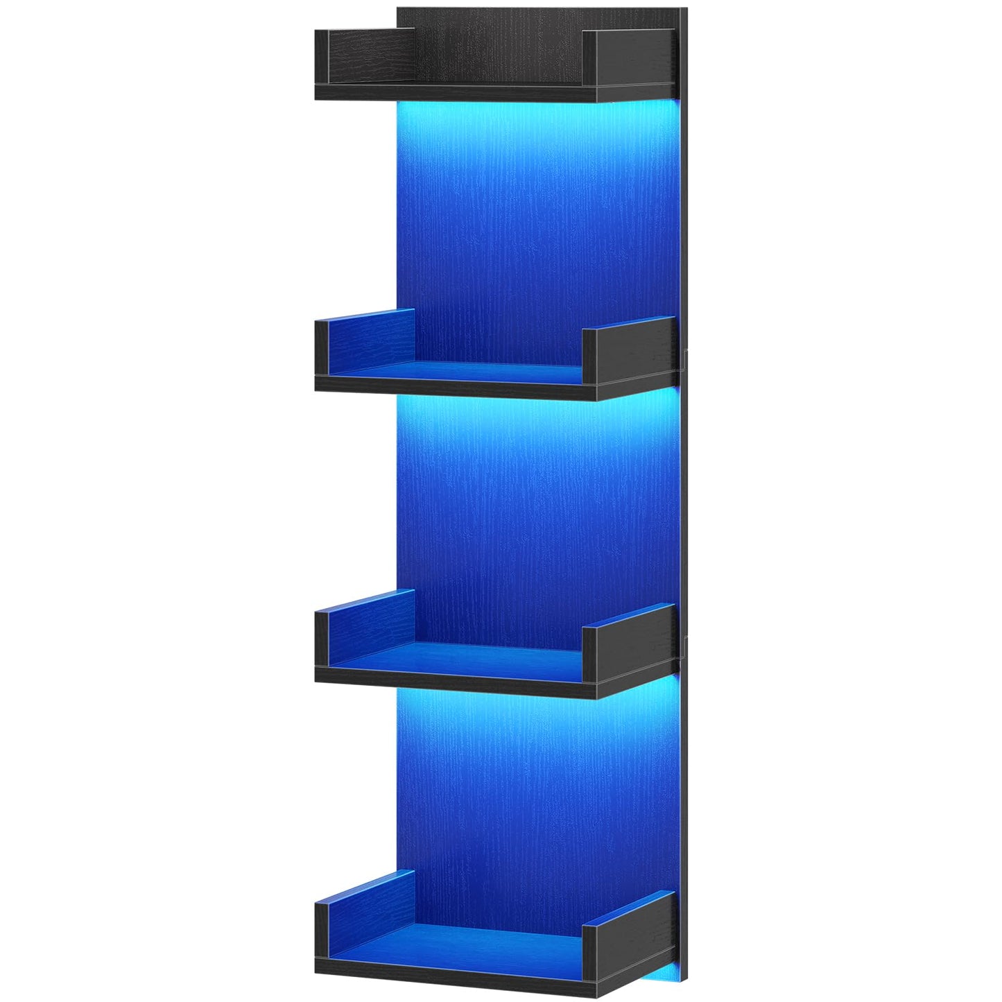 HOOBRO 4-Tier Floating Wall Shelves with LED Lights