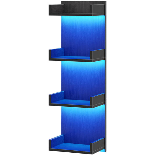 HOOBRO 4-Tier Floating Wall Shelves with LED Lights