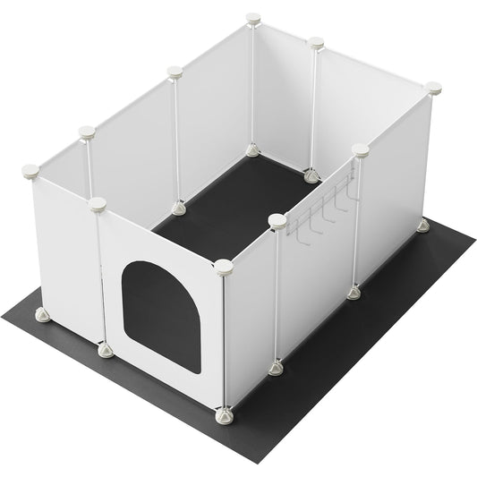 HOOBRO White Extra Large Litter Box Enclosure with Large Oxford Cloth Mat and Hooks