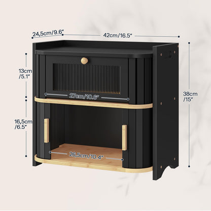 HOOBRO 2-Tier Roll-Top Kitchen Storage Bamboo Bread Box
