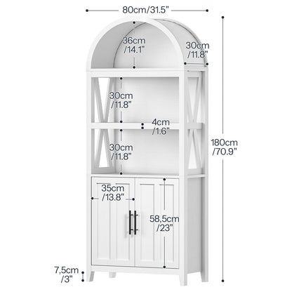 White cabinet with dimensions labeled on a white background