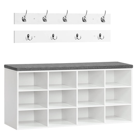 HOOBRO White 39.4-inch Padded Shoe Stool