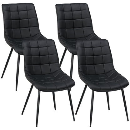 HOOBRO Black Modern Faux Leather Upholstered Dining Chair Set /4PICS
