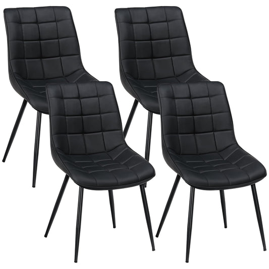 HOOBRO Black Modern Faux Leather Upholstered Dining Chair Set /4PICS