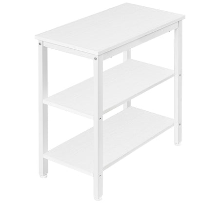 HOOBRO End Table, Simple Rustic Side Table with 3-Tier Storage Shelf, Narrow Nightstand for Small Spaces, Easy Assembly, for Living Room, Bedroom, Industrial Design, White WT14BZ01