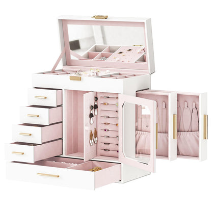 HOOBRO Vertical Design Jewelry Storage Box with Mirror