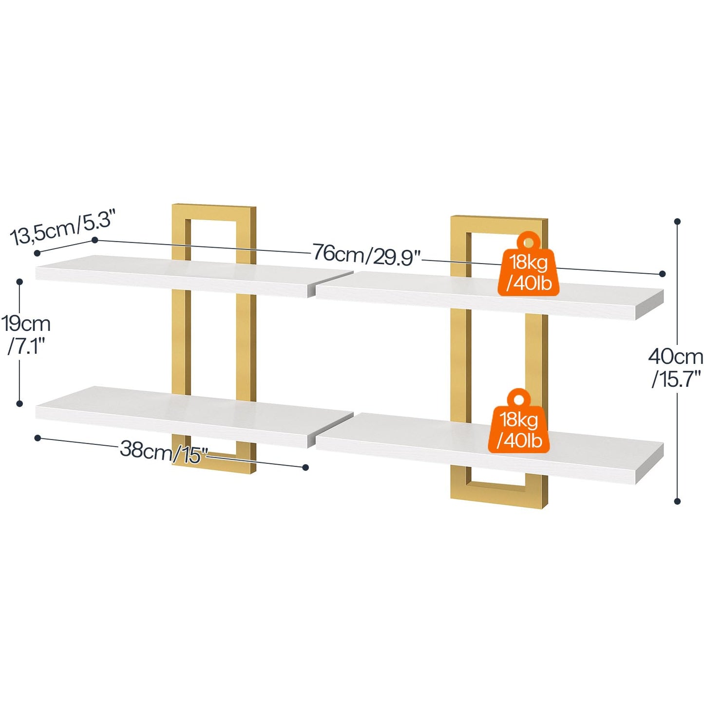HOOBRO 15-inch Wall-Mounted Shelf /2PICS