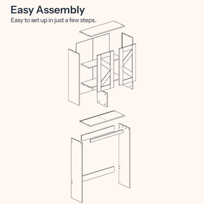 HOOBRO Over The Toilet Storage Cabinet with Rattan-Style Doors
