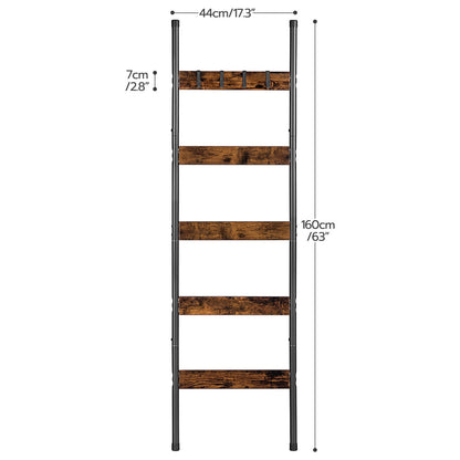 Size dimensions chart for the 63-inch tall blanket ladder measuring 17.32 inches wide.