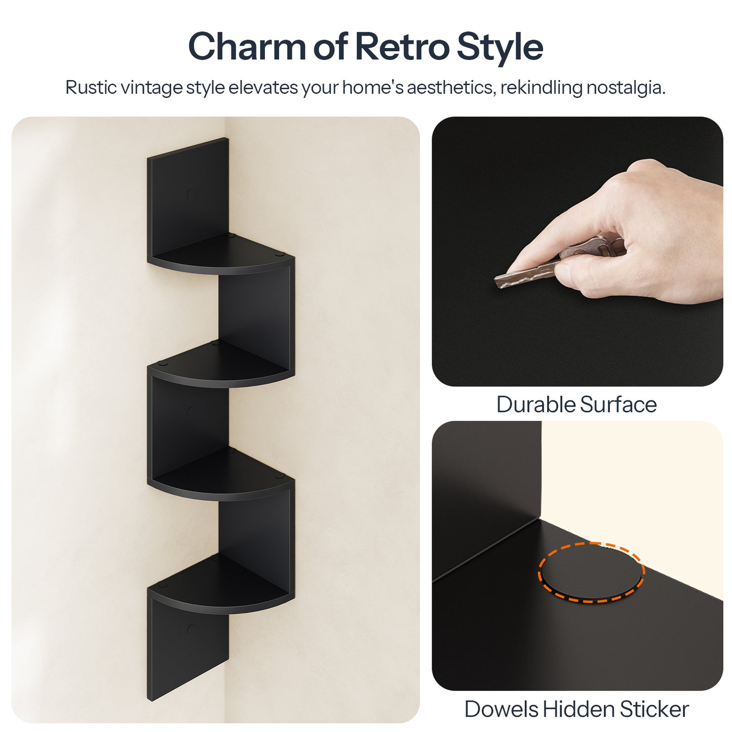 HOOBRO 4-Tier Wall-Mounted Corner Shelf / 2pics