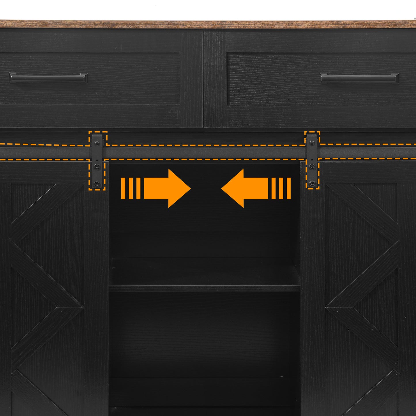 HOOBRO Open-Pack Movable Barn Door Kitchen Island with Power Outlet