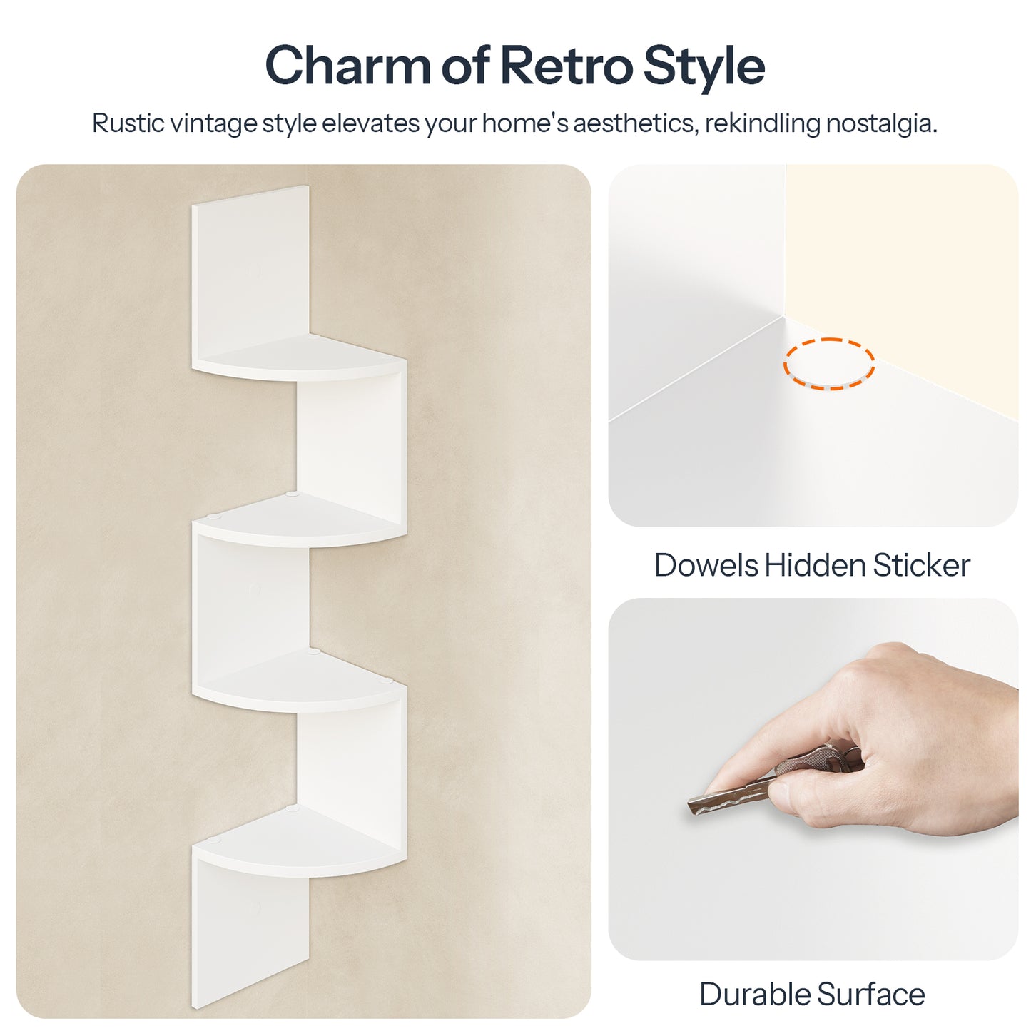 HOOBRO 4-Tier Wall-Mounted Corner Shelf /2PICS