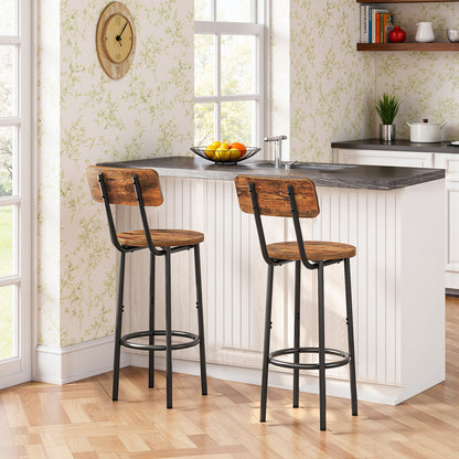HOOBRO Round Bar Stools with Backrest / 2PICS