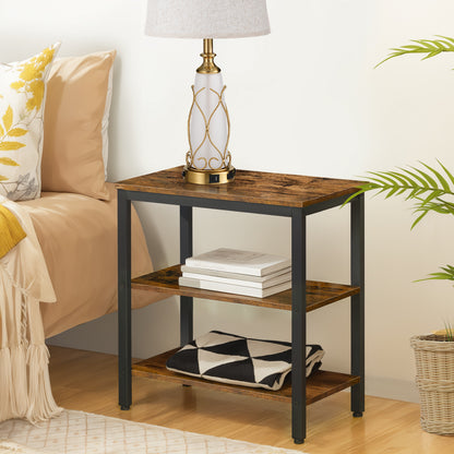 HOOBRO Narrow End Table with 3-Tier Storage Shelf