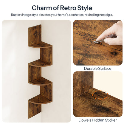 HOOBRO 4-Tier Wall-Mounted Corner Shelf / 2pics