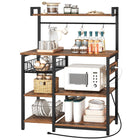 HOOBRO 35.4-inch Bakers Rack with Power Outlet & Mesh Basket & Microwave Bracket