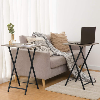 HOOBRO Industrial Style Folding TV Tray Table 4-Piece Set with Storage Rack