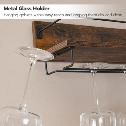 HOOBRO Retro Brown Wall-Mounted Wine Racks /2PICS