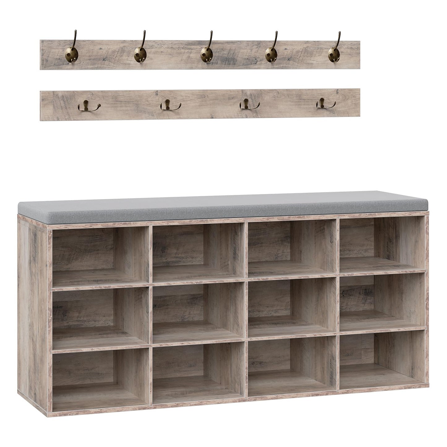 HOOBRO Grey 39.4-inch Long Padded Shoe Bench