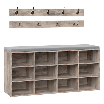 HOOBRO Grey 39.4-inch Long Padded Shoe Bench