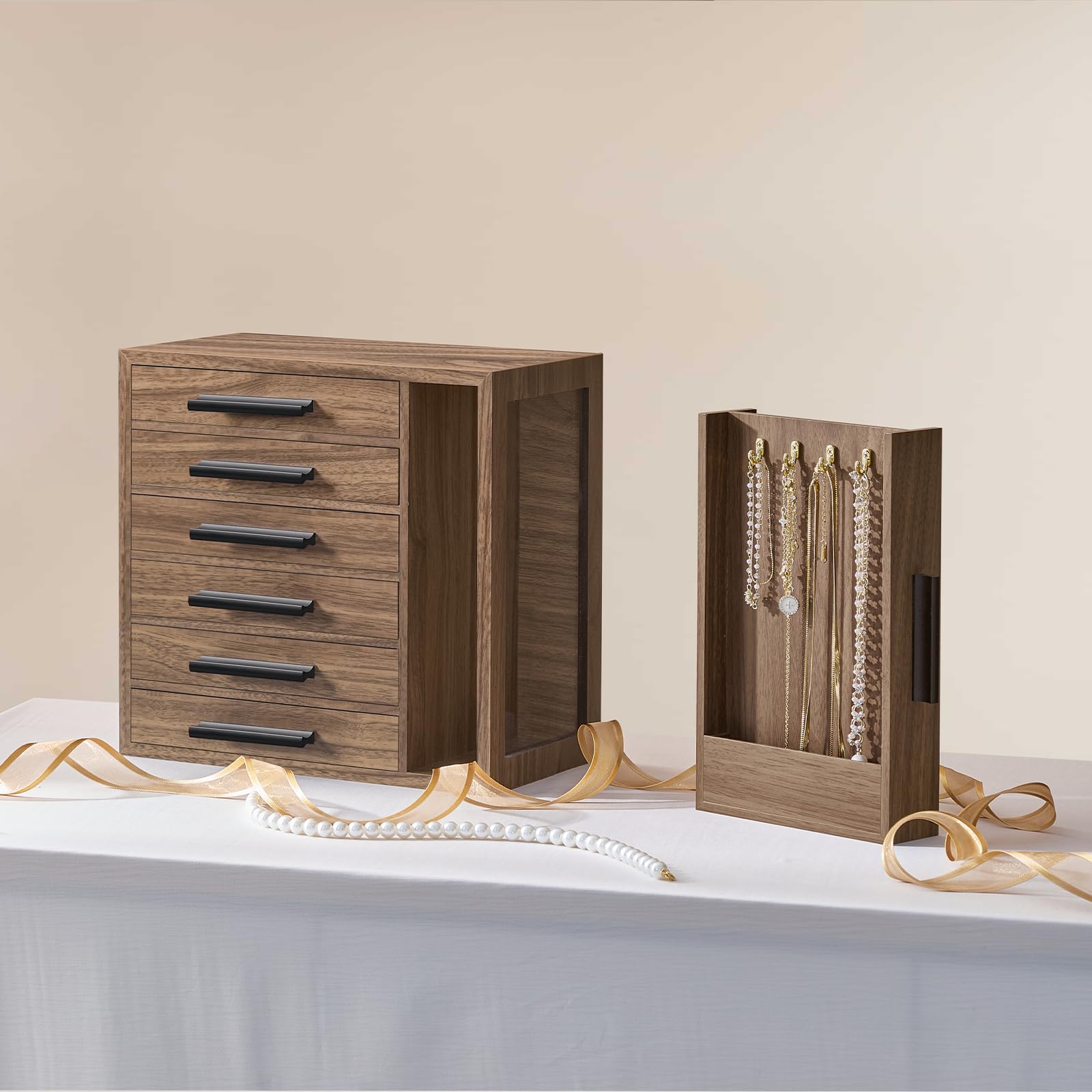 HOOBRO 6-Tier Wooden Jewelry Organizer Box