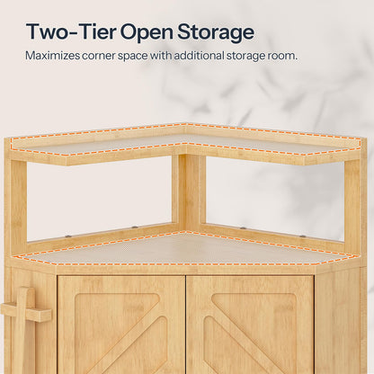 HOOBRO Bamboo Corner Bread Box for Kitchen