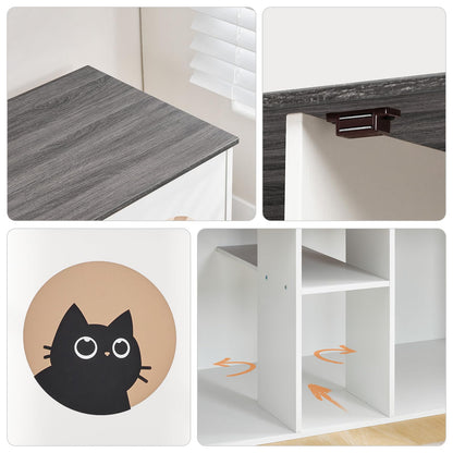 HOOBRO Double Cat Litter Box Enclosure with Middle Storage and Etrance