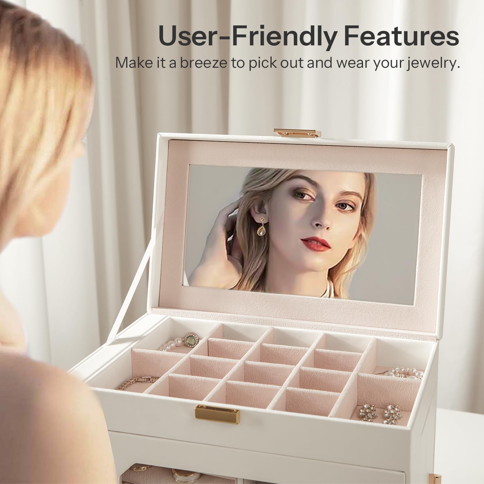 HOOBRO Jewelry Organizer Box with Mirror