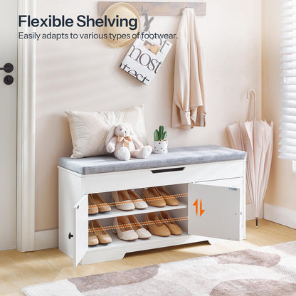 HOOBRO 39.4-inch Long 3-Tier Wooden Shoe Storage Entryway Bench