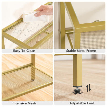 HOOBRO 29.5-inch Gold Triple Tempered Glass Narrow Console Table