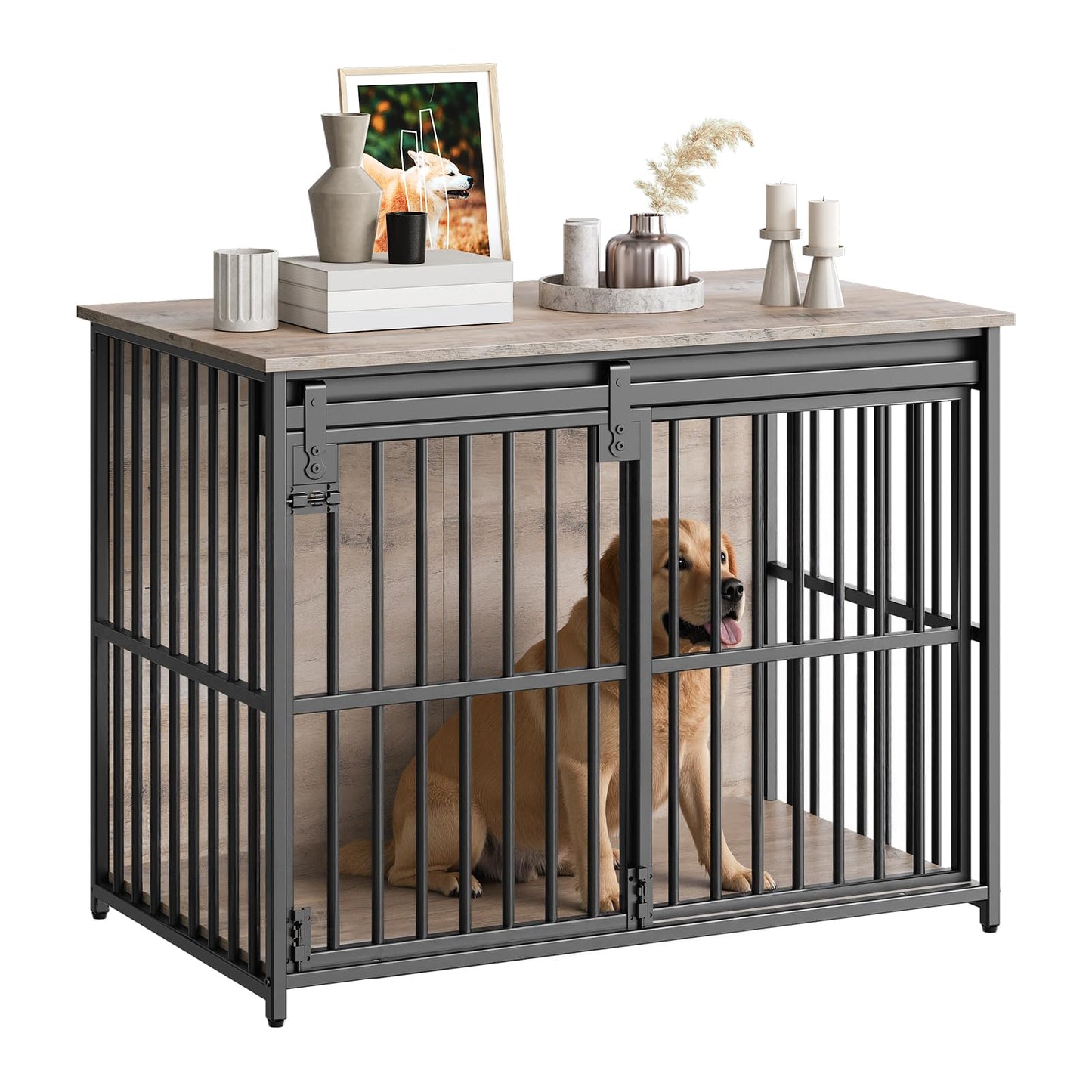 HOOBRO Dog Crate & Dog Kennel with Sliding Barn Door