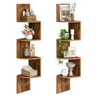 HOOBRO Retro Brown Wall-Mounted Corner Shelf / 2pics