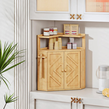 HOOBRO Bamboo Corner Bread Box for Kitchen