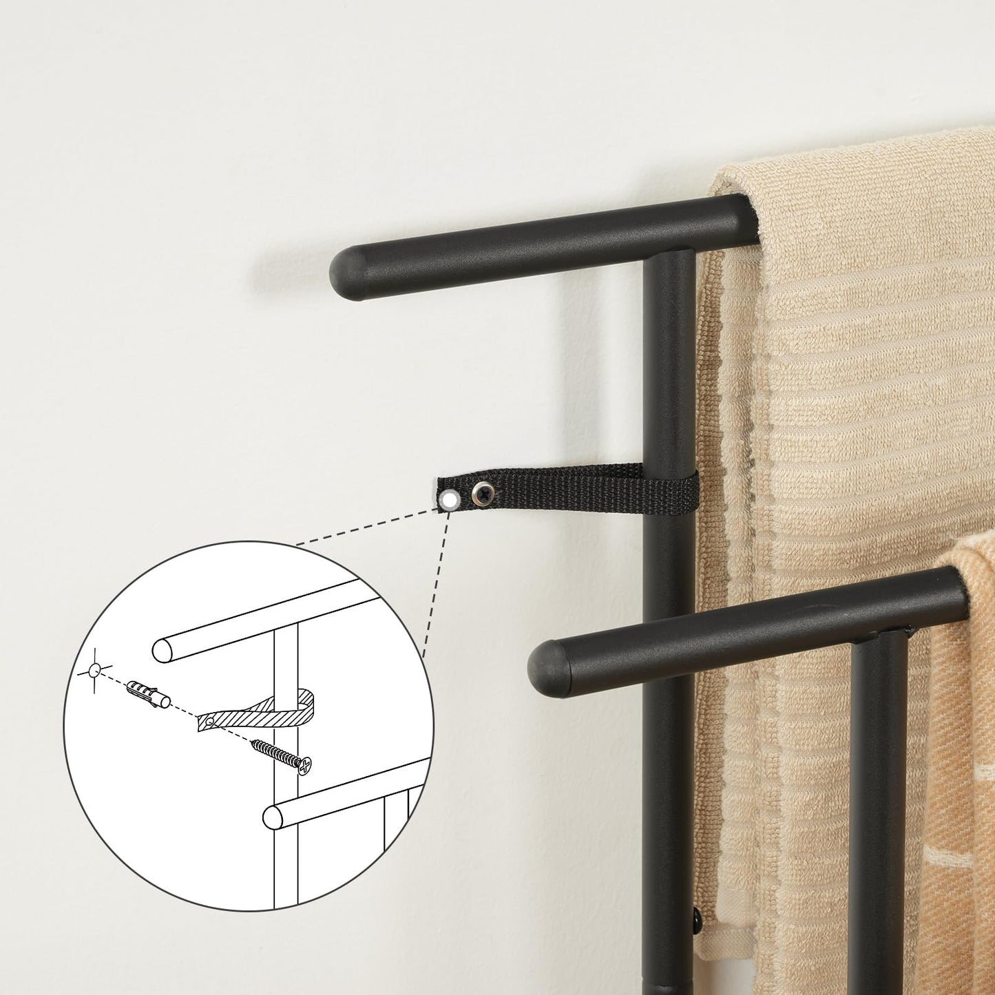 HOOBRO 39.4 inch Tall 3-Tier Freestanding Towel Rack with Shelf