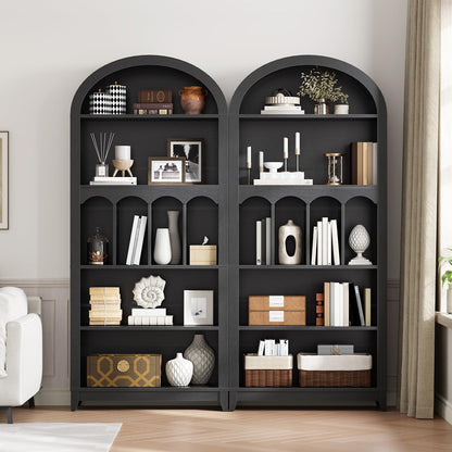 HOOBRO Black 70.9-inch 5-Tier High Arched Bookshelf with Open Shelf Style & Storage