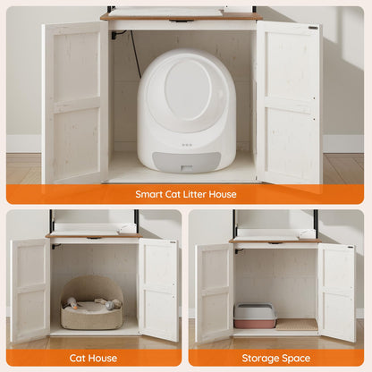 HOOBRO Cat Automatic Litter Box Enclosure Furniture with Charging Station