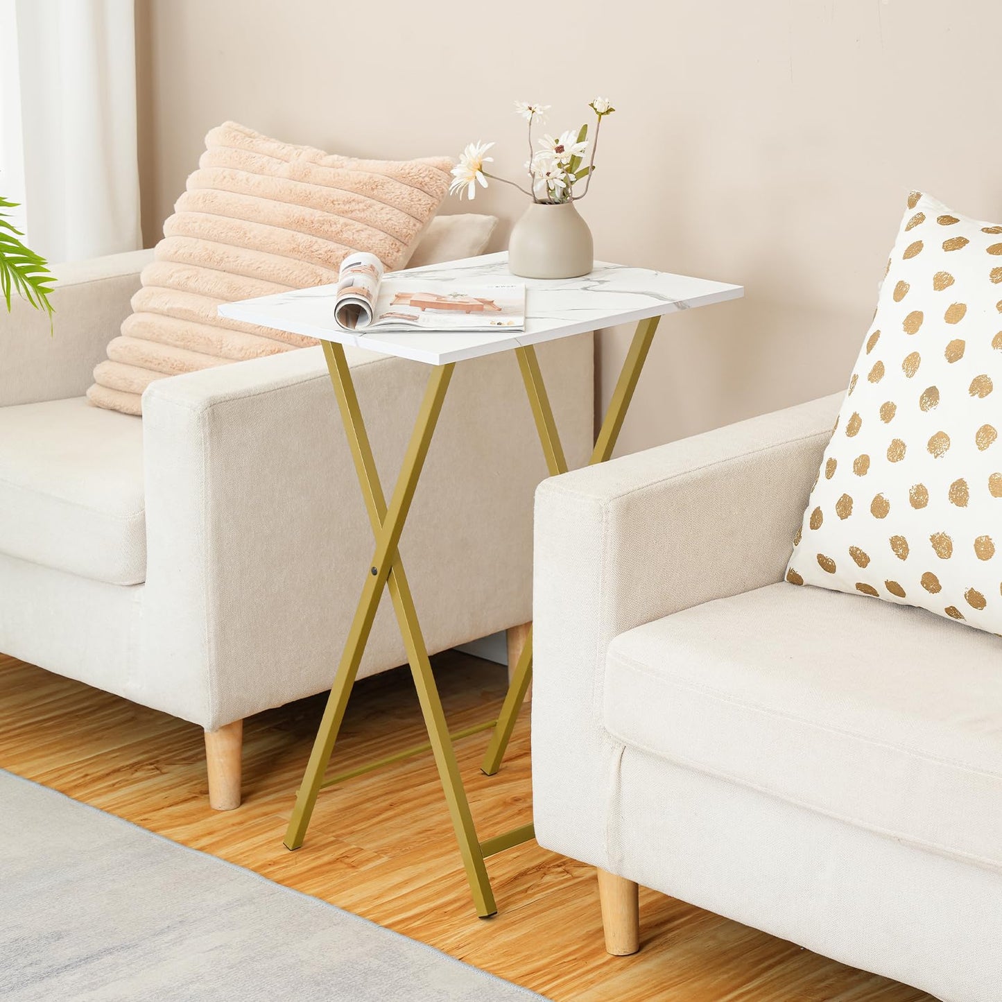 HOOBRO Marble Folding Portable TV Tray Table