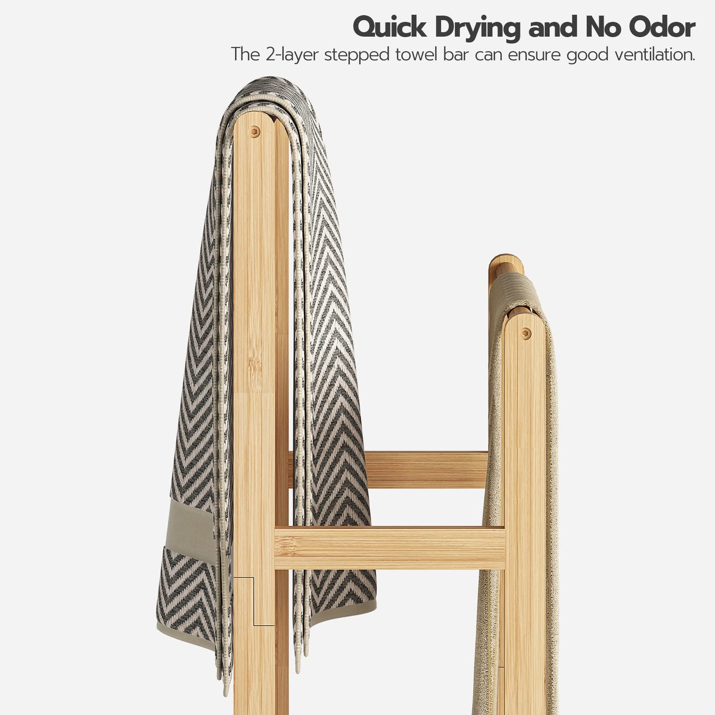 HOOBRO Double-Layer Freestanding Towel Rack with Storage Shelf