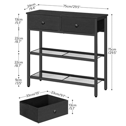 HOOBRO 29.5-inch 3-Tier Narrow Console Table with Drawers