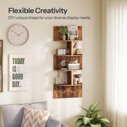 HOOBRO Retro Brown Wall-Mounted Corner Shelf / 2pics