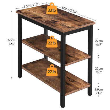 HOOBRO Retro Brown Industrial Style Three-Tier Shelf Side Table
