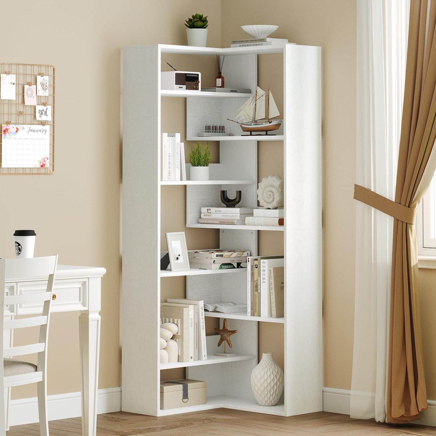 HOOBRO 9-tier Wooden L-Shaped Corner Bookshelf with Baffles