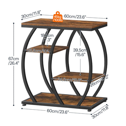 HOOBRO 4-Tier Industrial End Table & Nightstand with Storage Shelves
