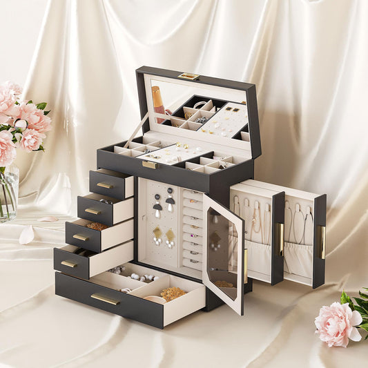 HOOBRO Jewelry Storage Box with Mirror