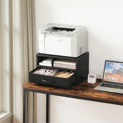 HOOBRO Black Wooden Desktop Printer Stand with Drawer